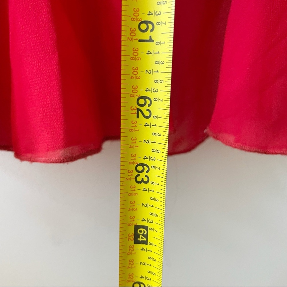 PrettyLittleThing Red Chiffon Ruffle Layer Maxi Dress | Size 6 - Picture 8 of 10